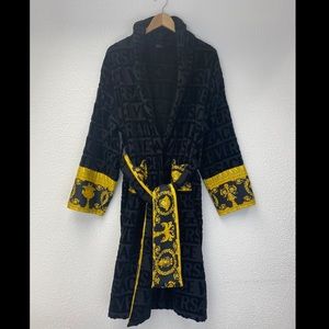 Versace "I ♡ BAROQUE" Black & Gold Bathrobe